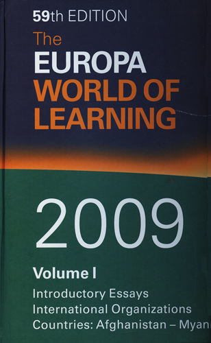 THE EUROPA WORLD OF LEARNING 2009 VOLUME 1 Y 2